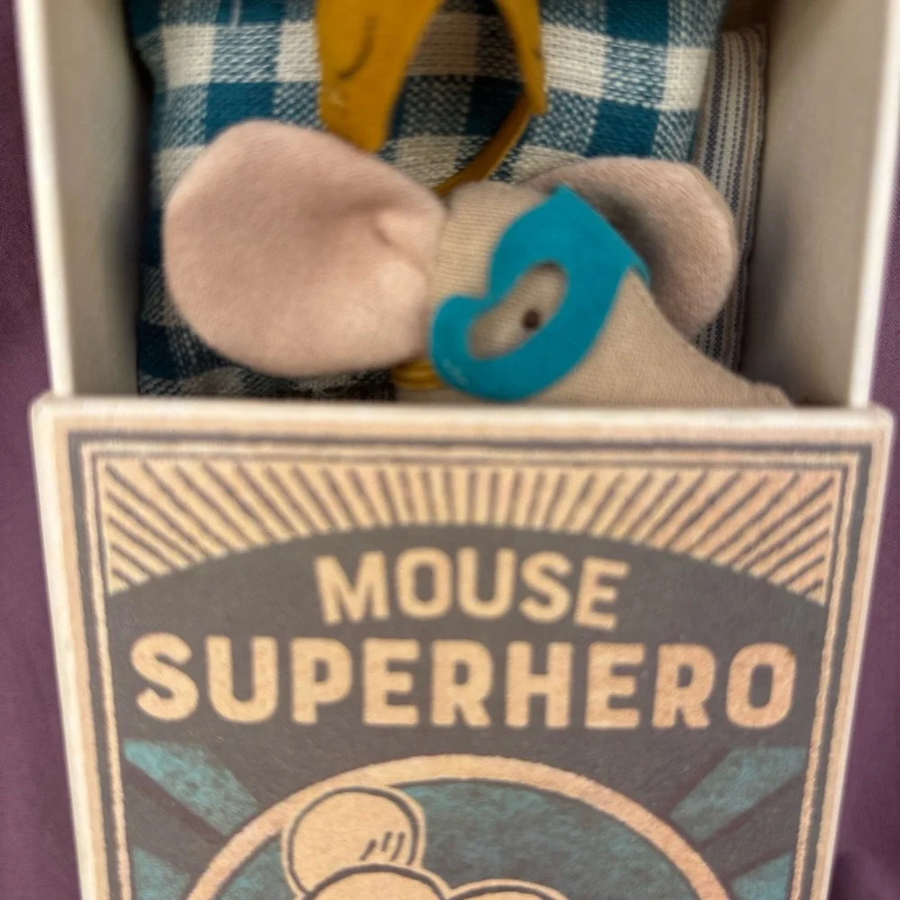 Maileg MOUSE SUPER HERO Little Brother Matchbox Danish Design NEW with box